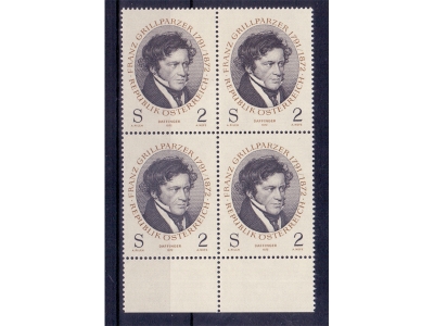 Österreich 1972 Franz Grillparzer 4er Block / **